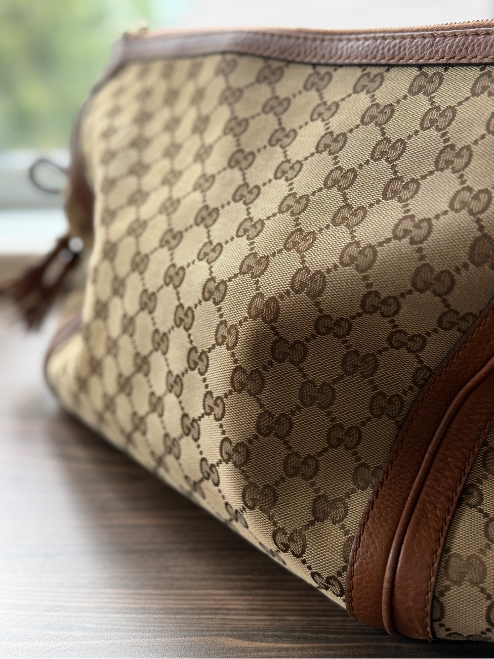 Gucci Beige & Brown GG Canvas Shoulder Hobo with Braided Handle - Picture 7 of 16